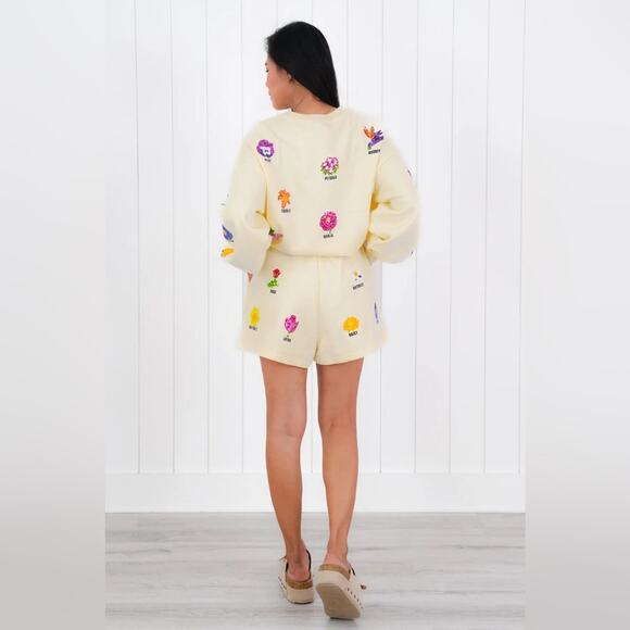 QUEEN OF SPARKLES Floral Embellished Cream Sweater - Picture 6 of 16